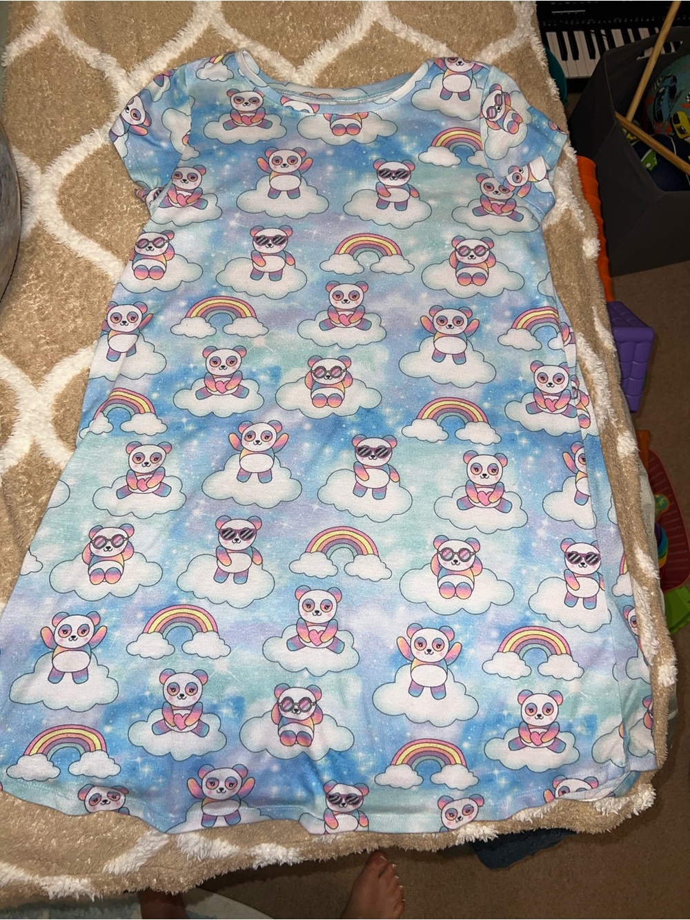The Children's Place Blue Rainbow Panda Nightgown girls 14 XL